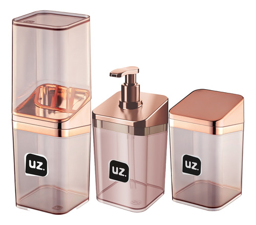 Conjunto Lavabo Banheiro 3 Peças Luxo Para Pia Rose Gold Uz