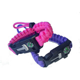 Pulsera Ajustable Silbato Pedernal Paracord  Supervivencia