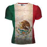 Playera Sublimada Full Fotografía Bandera De Mexico Antigua