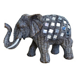 Elefante Grande 30cm Con Espejos Decorativo Regalo