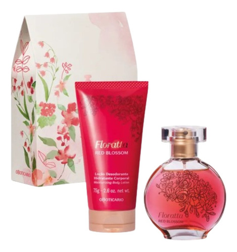 O Boticário Kit Mães Floratta Red Blossom: Mini Colônia 30ml + Loção Desodorante Hidratante Corporal 75g (2 Itens + Caixa De Presente Lacrada)