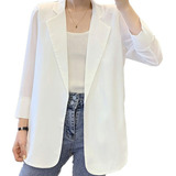 Casual Fresco Saco Blazer Manga 3/4 Cuello Mujer Cómodo