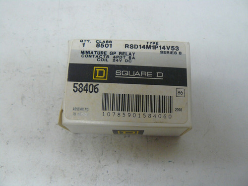 Square D 8501 Rsd14m1p14v53 Miniature Gp Relay Series B  Zze