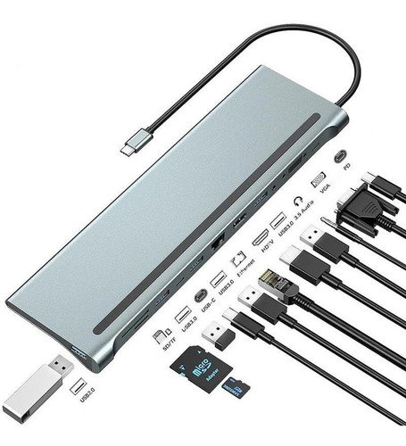 Dockstation Usb Tipoc Hdmi 4k Hub Apple Thunderbolt 3 12 Pts