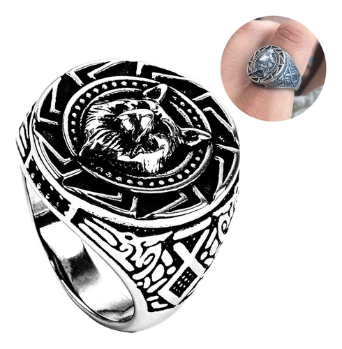 Anillo Vikingo Color Negro Guerrero Nórdico Soldado Hombre