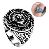 Anillo Vikingo Color Negro Guerrero Nórdico Soldado Hombre