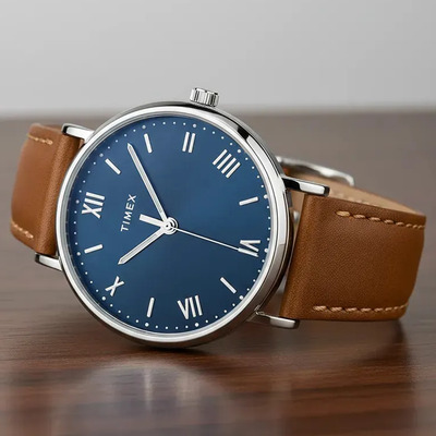 Reloj Timex Hombre 41mm Tw2r639009j Southview Cuero Bronceado Dial Azul Resistente Agua 30m Cuarzo Original Casual Elegante Romano Manecillas Luminosas Plateado Clásico Marrón Claro Azul Marino