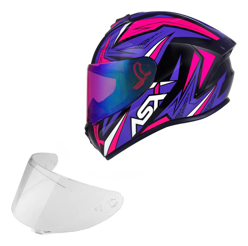 Capacete Asx Feminino Draken + Viseira Colorida Extra