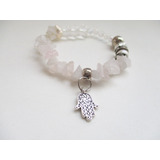 Vishudi Pulsera  Niña Cristal Perla Cuarzo Rosa Mano Hamsa