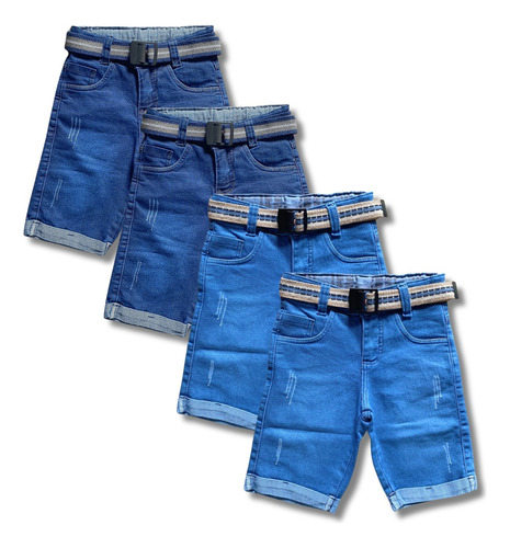 Kit 4 Bermuda Shorts Jeans Infantil Menino 2 Ao 16 Anos