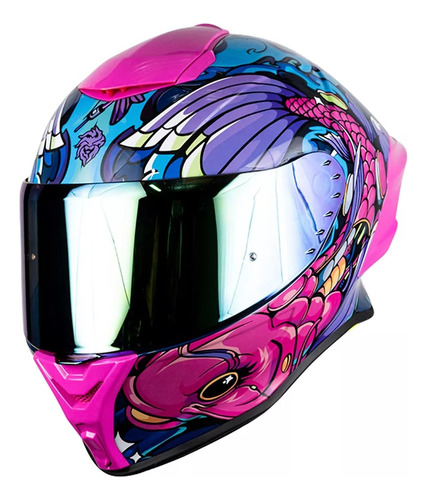 Casco Kov Buster Koi Rosa/ Morado Integral 