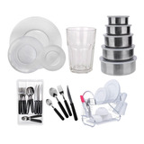 Set Juego Hogar Vajilla Vasos Bateria Cocina Cubiertos