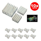 10x Kit C/ 3 Dissipadores De Calor Para Raspberry Pi 3 B B+ 