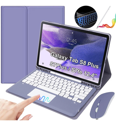 Teclado Con Mouse+lápiz Para Galaxy Tab S7plus/s8+/s7fe