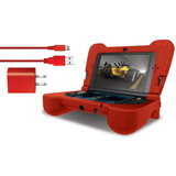 Funda + Kit De Carga Rojo Power Play Dreamgear New 3ds Xl