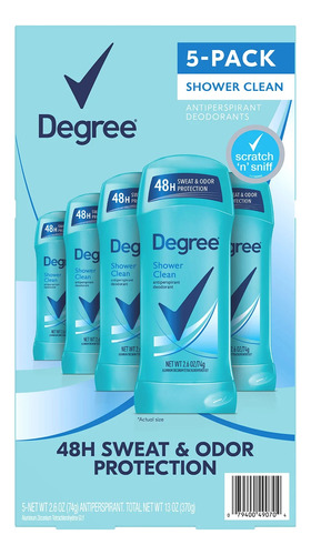 5 Pack Desodorante Degree Shower Clean Mujer Importado 