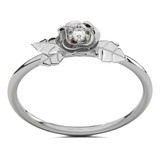 Anillo De Plata Promesa De Rosa Con Zirconia 