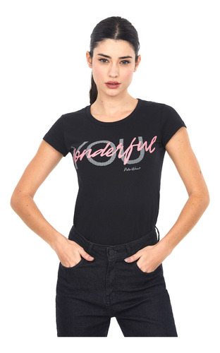 Camiseta Feminina Malha Wonderful Polo Wear Preto