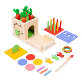 Conjunto De Caixa De Brinquedos De Madeira Montessori Para