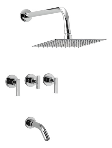 Griferia De Ducha Y Bañera Peirano Pura Banioferta Lever 80-198p Baño Metal Cromado Duchon Cuadrado