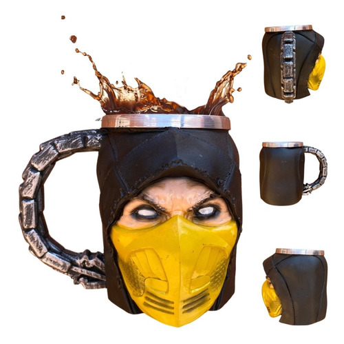 Caneca Xícara Geek Scorpion Mortal Kombat Game Resina 230ml