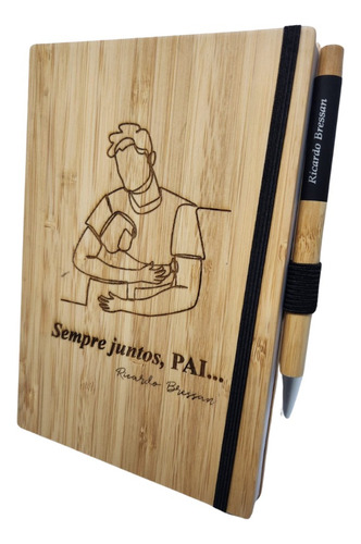 Caderno E Caneta Bambu Personalizado Dia Dos Pais