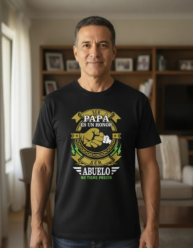Playera De Papá Dia Del Padre Hombre Honor Ser Abuelo Frase | Meses sin interés