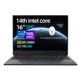 Laptop  Gamer  Thunderobot R16 Gris Oscura 16 , Intel Core I7 14650hx  15gb De Ram 1tb Ssd, Nvidia Geforce Rtx 4060 240 Hz 2560x1600px Windows 11 Pro