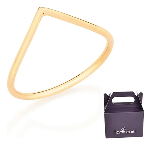 Anel Fino Skinny Curvatura Em V Banhado Ouro Rommanel 512449