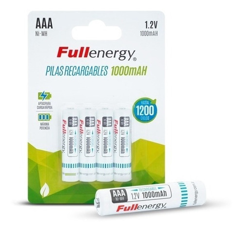 Blister De 4 Pilas Aaa Recargables Ni-hm 1000mah Fullenergy