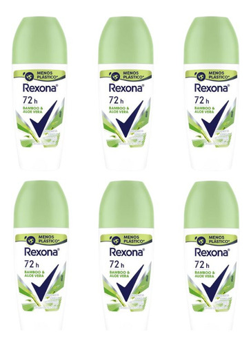 Desodorante Roll-on Rexona 50ml Feminino Bamboo - Kit C/6un