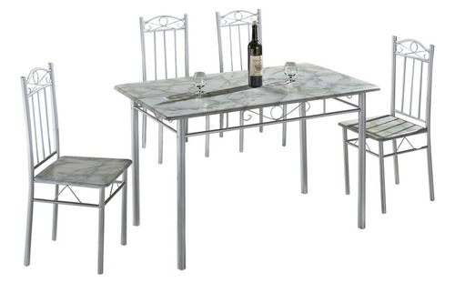 Juego De Comedor Marmol Con 4 Sillas Moderna 120cm X 67cm