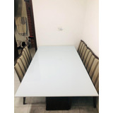 Mesa De Madeira Maciça Com Tampo De Vidro 180x105.  