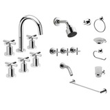 Combo Grifería Valencia Lavatorio Bidet Ducha Accesorios P