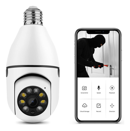 Camera Lampada Wifi Segurança Full Hd Visão Noturna 360 Ip