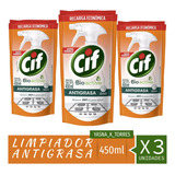 Cif Limpiador Y Antigrasa Recarga 450ml Oferta X 3 Unidades