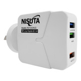 Cargador Turbo Nisuta Con 3 Puertos Usb 3.6a Nsfu534uq Color Blanco