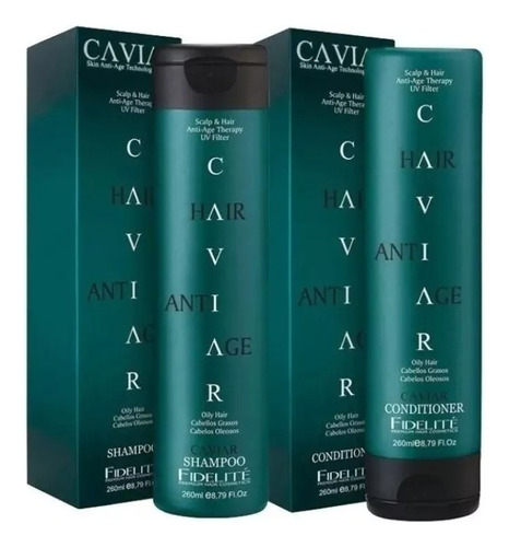 Kit Fidelite Caviar Shampoo Y Acondicionador  Graso Verde