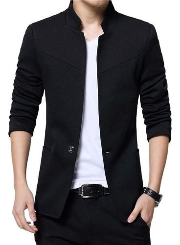 Trajes Saco Blazer Moderno Elegante Con Cuello Mao Slim Fit