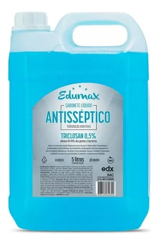 Sabonete Liquido Neutro Antisséptico Triclosan Edumax 5l