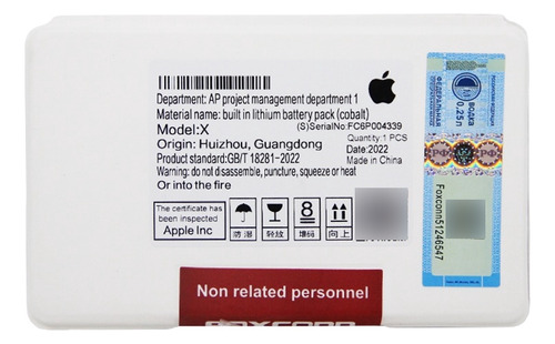 Bateria Foxconn Para iPhone X Com Adesivo Lacrado Na Caixa