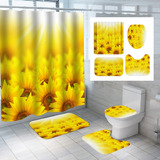 Cortina De Baño Y Juegos De Baño, Girasoles