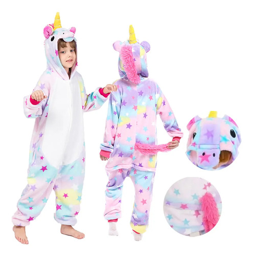 Kigurumi Niñas Pijama Mameluco Disfraz Unicornio Arcoiris | Meses sin interés