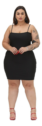 Vestido Tubinho Tubo Midi Liso Alcinha P Ao Plus Size Alça 