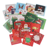 24 Mini Tarjetas Variadas Navideñas Navidad 7cm Con Sobre 