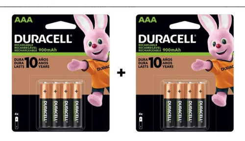 Paquete Con 8  Baterias Aaa Recargables Duracell  900mah