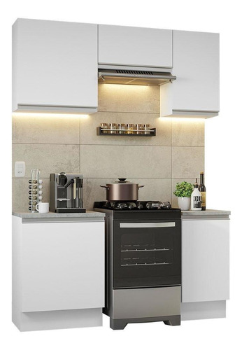 Armário De Cozinha Completa 160cm Branco Madesa Glamy 07