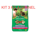 Kit 3 Kg A Granel Ração Dog Chow  Cães Raças Pequena Filhote