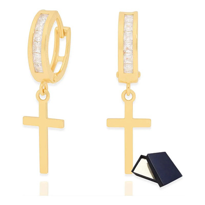 Aretes Huggie Arracadas Oro 10k Mujer Cruz Dama Oro 10k Perforación Piercing Arracadas Oro 10 Kilates Aretes Regalo Mujer Novia Cruz Oro 10k Regalo Joyería Fina Oro Argolla Oro 10k 10 Quilates