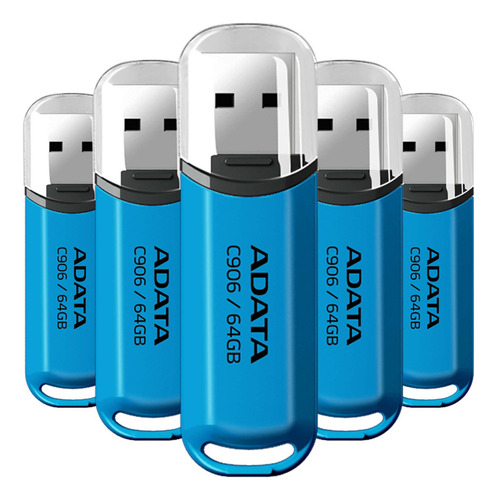 Kit 5 Memoria Usb 64gb Adata Ac906-64g-rwb 2.0 Azul Color Negro Liso